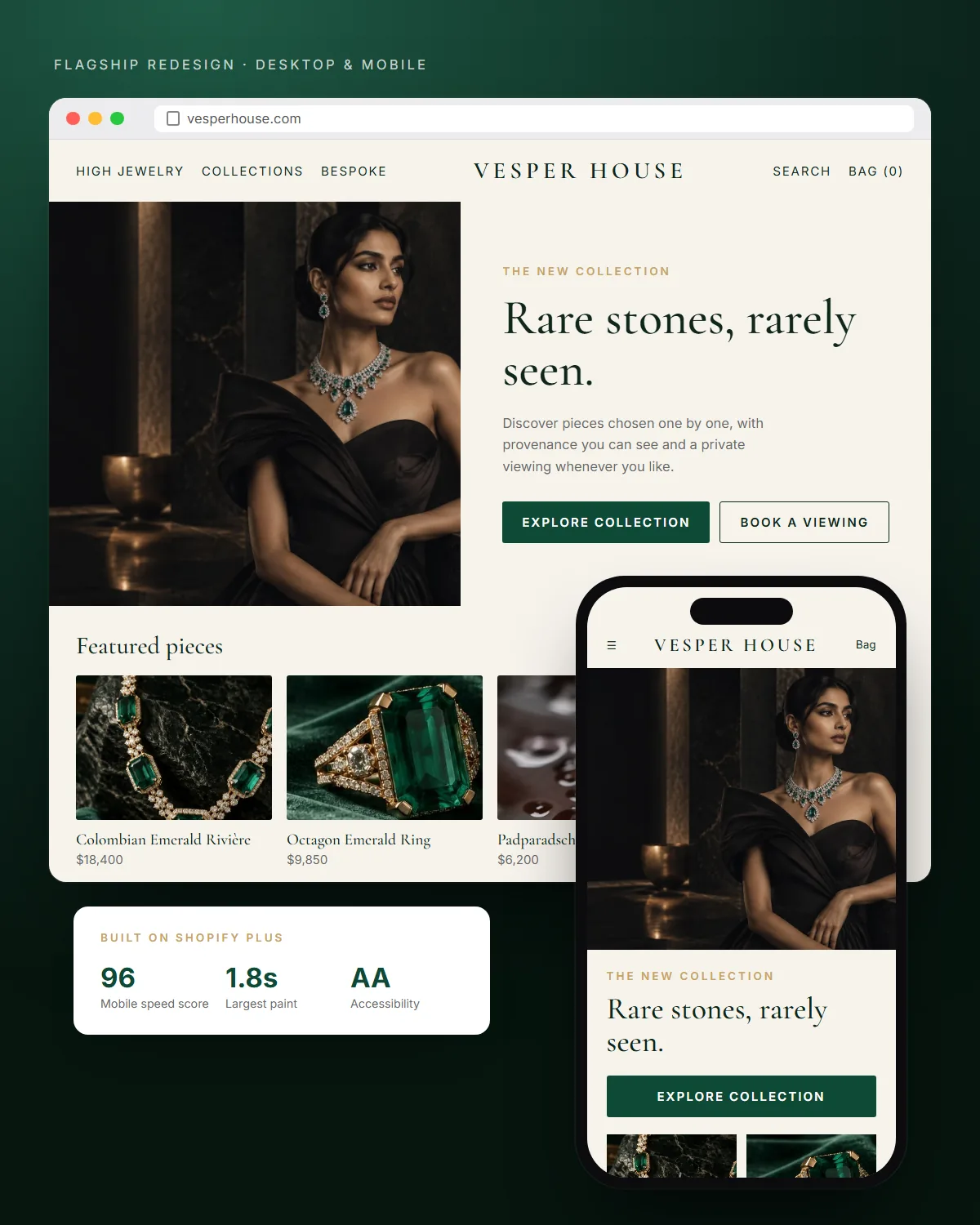 Vesper House redesigned website shown on a desktop browser and a phone